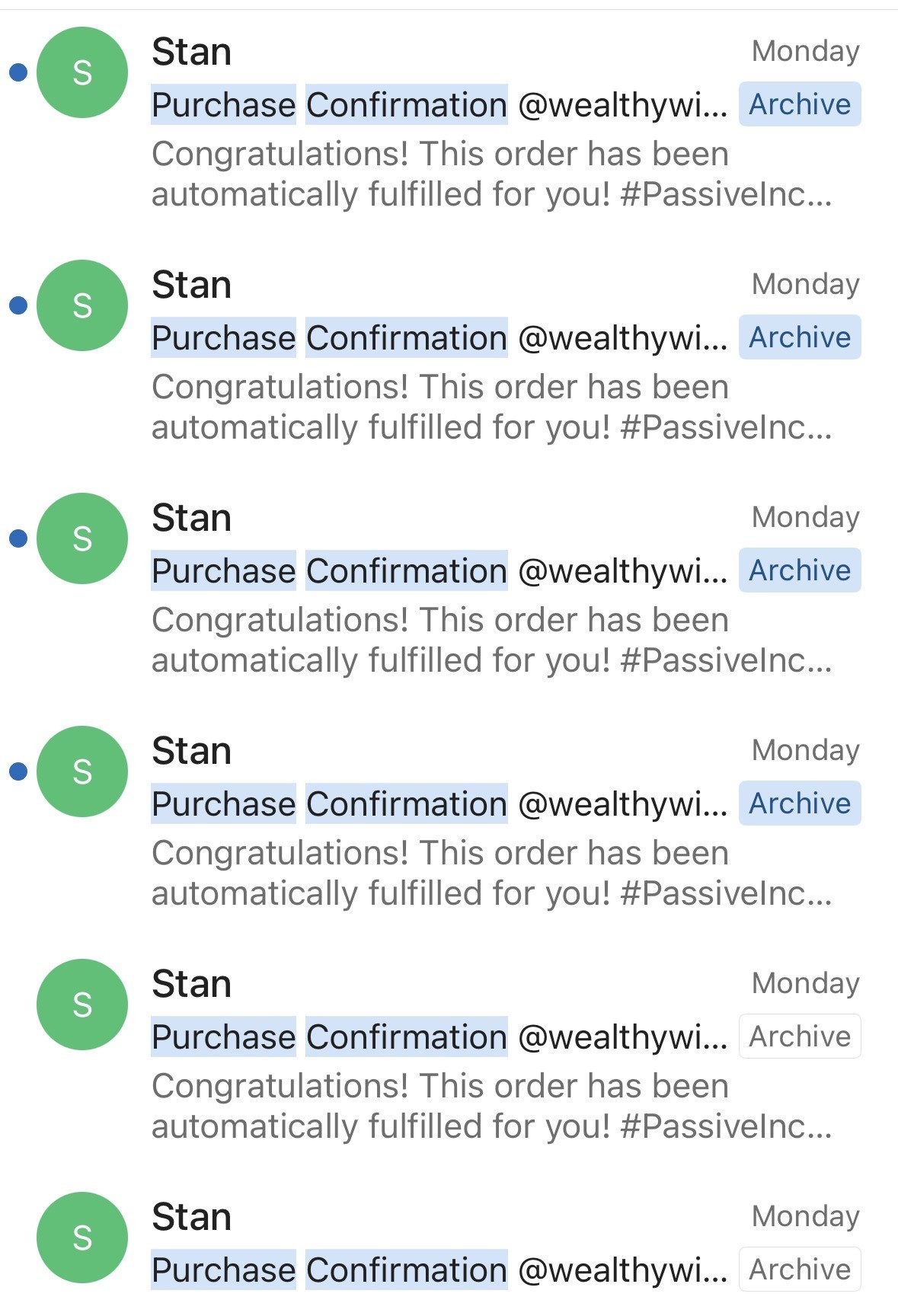 Phone screenshot of commission notifications coming in